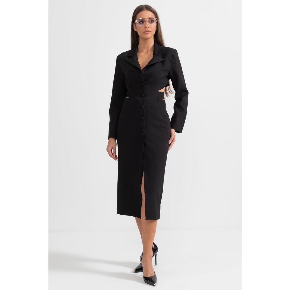 NWT SIERRA DARIEN ELEGANT FITTED DRESS WITH SIDE AND BACK CUTOUTS BLACK